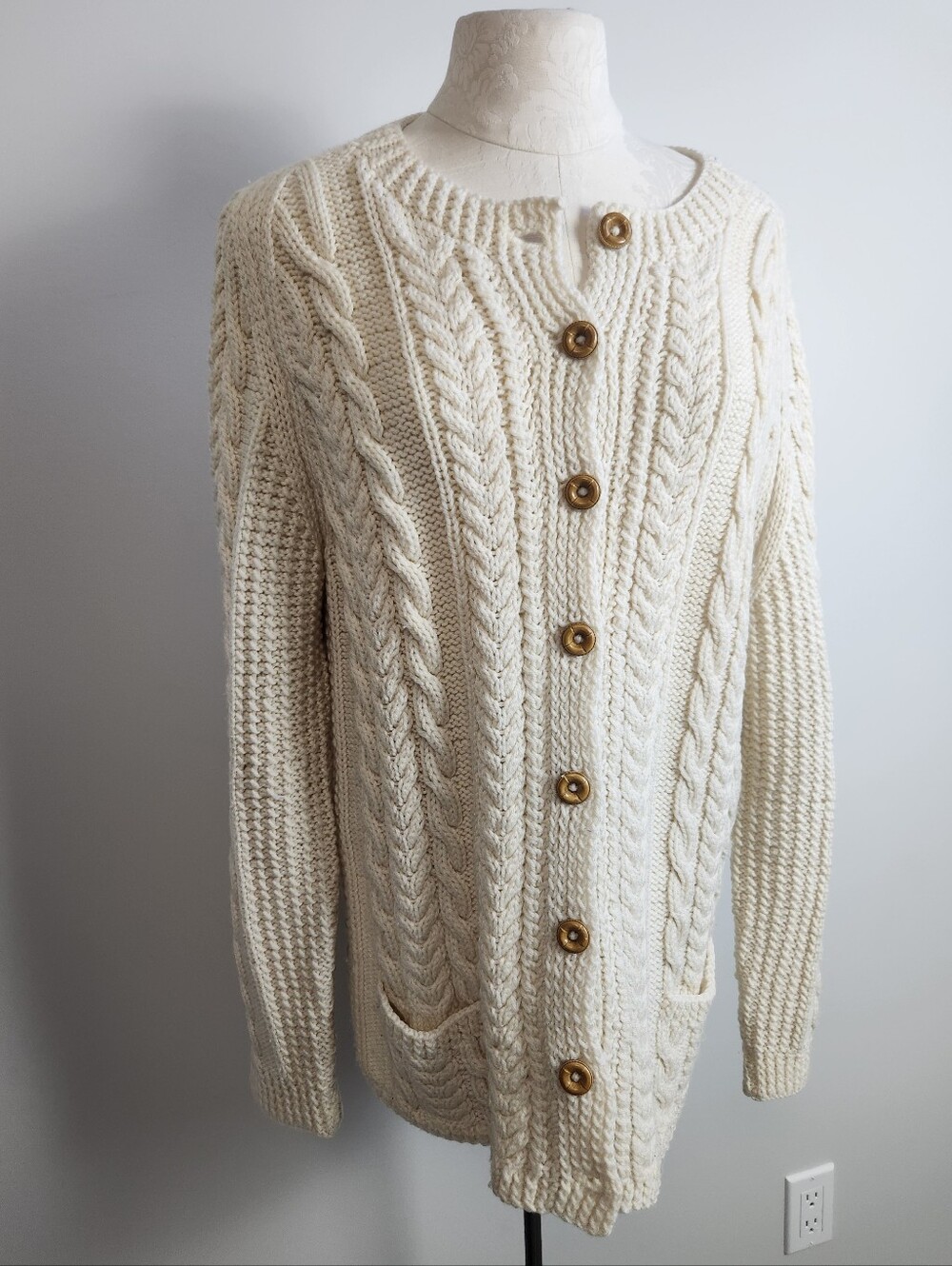 Hand Knit Cable Knit Cardigan Sweater Fishermancore Cottagecore No Size Comfy